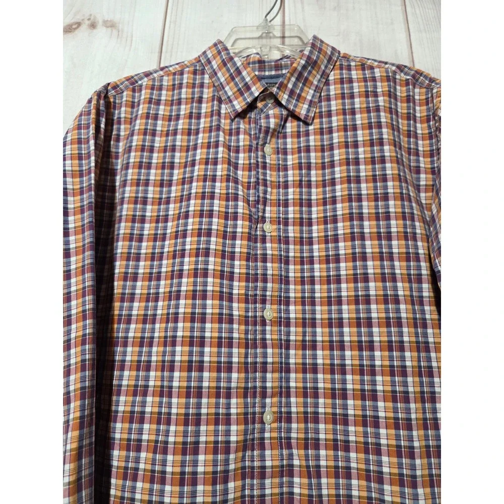 Banana Republic Mens Camden Fit Custom 078 Wash Plaid Button Down Shirt Large